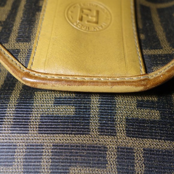 Vtg 1980’s Fendi FF Zucca Coated Canvas & Leather Monogram Envelope Clutch Bag - Picture 4 of 16